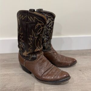 Tony Lama Brown Leather Cowboy Boots Size 11.5